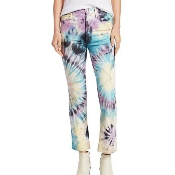 MOTHER Denim - MOTHER The Tripper High Rise Crop Bootcut Tie-Dye Jeans Womens Size 24
